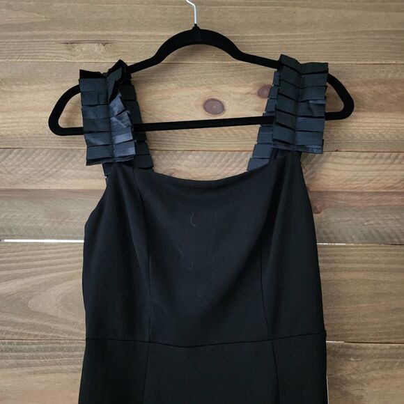 New Lulus Black Shoulder Ruffles Mermaid Bodycon Dress womens size S - Picture 2 of 7